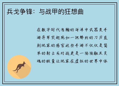 兵戈争锋：与战甲的狂想曲